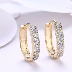 18K Gold Plated CZ Hoop Earrings